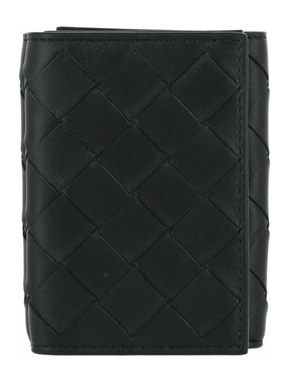 Bottega Veneta Intrecciato Trifold Wallet Black/Silver