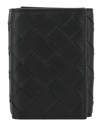Bottega Veneta Intrecciato Trifold Wallet Black/Silver