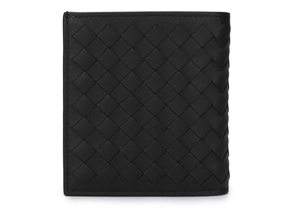 Bottega Veneta Intrecciato Weave Bi-Fold Wallet Black