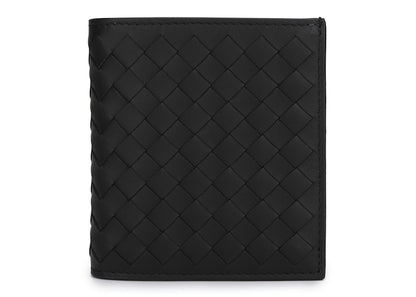 Bottega Veneta Intrecciato Weave Bi-Fold Wallet Black