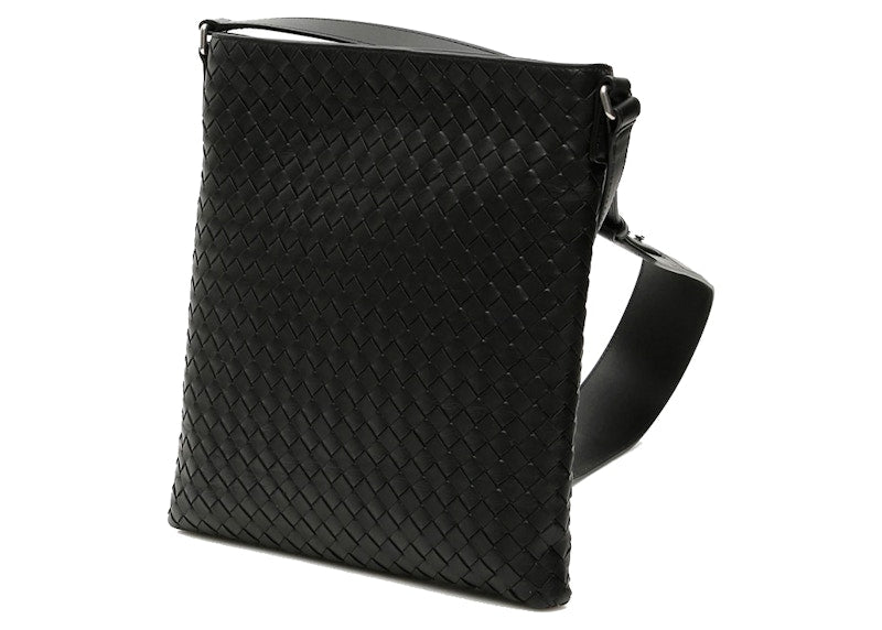 Bottega Veneta Intrecciato Weave Messenger Bag Black