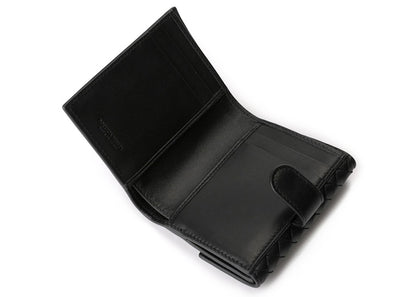 Bottega Veneta Intrecciato Weave Wallet Mini Black
