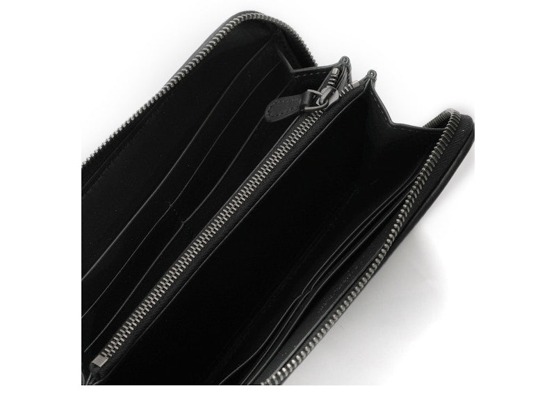 Bottega Veneta Intrecciato Weave Zip-Around Wallet Black