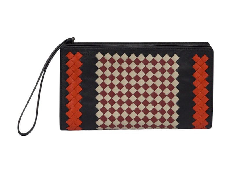 Bottega Veneta Intrecciato Wristlet Bag Black/Red