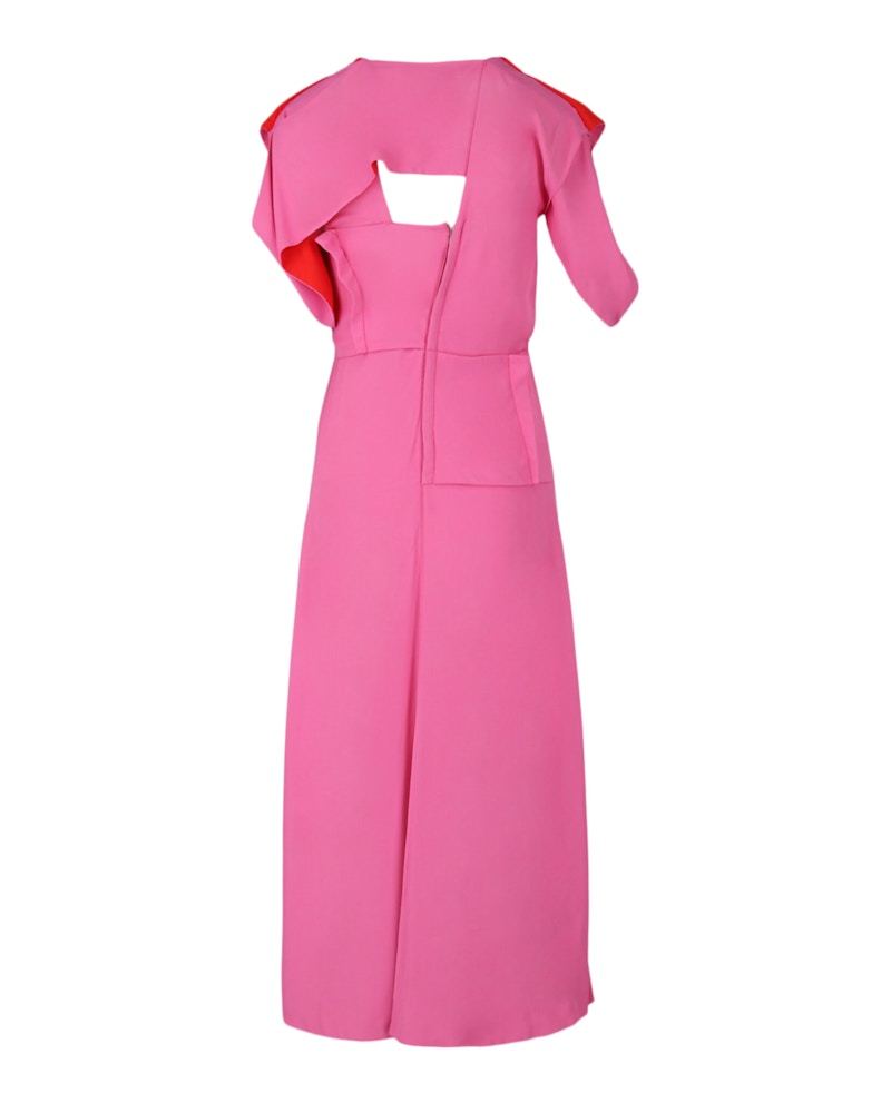 Bottega Veneta Jersey Draped Midi Dress Bubble Gum