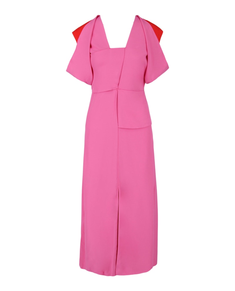 Bottega Veneta Jersey Draped Midi Dress Bubble Gum