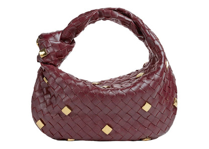 Bottega Veneta Jodie Shoulder Bag Teen Metallic Embellishment Barolo