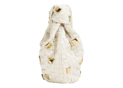 Bottega Veneta Jodie Shoulder Bag Teen Metallic Embellishment Chalk