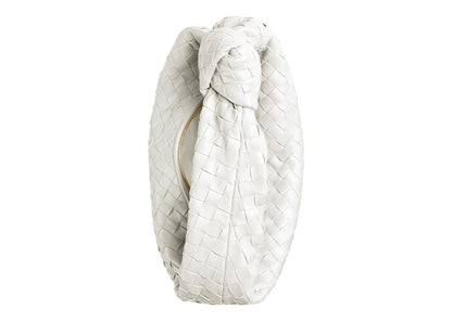 Bottega Veneta Jodie Top Handle Bag Teen Intrecciato White