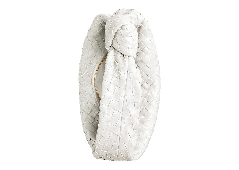 Bottega Veneta Jodie Top Handle Bag Teen Intrecciato White