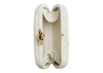 Bottega Veneta Knot Foulard Intrecciato Minaudiere Bone