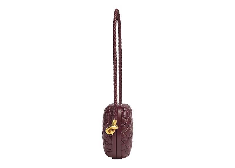 Bottega Veneta Knot Foulard Intrecciato Minaudiere On Strap Barolo