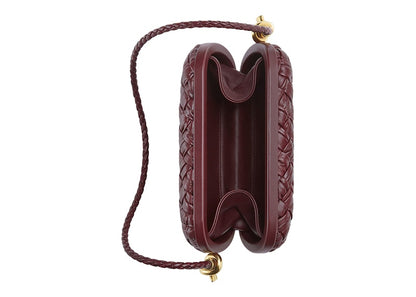 Bottega Veneta Knot Foulard Intrecciato Minaudiere On Strap Barolo