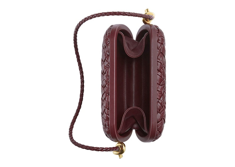 Bottega Veneta Knot Foulard Intrecciato Minaudiere On Strap Barolo