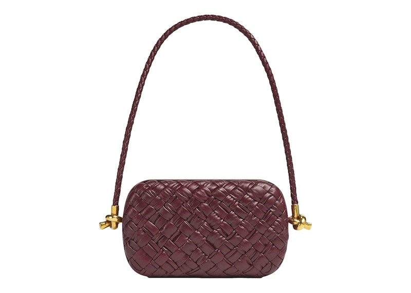 Bottega Veneta Knot Foulard Intrecciato Minaudiere On Strap Barolo