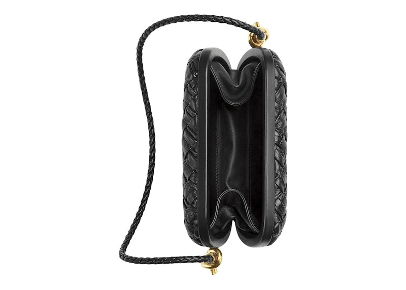 Bottega Veneta Knot Foulard Intrecciato Minaudiere On Strap Black