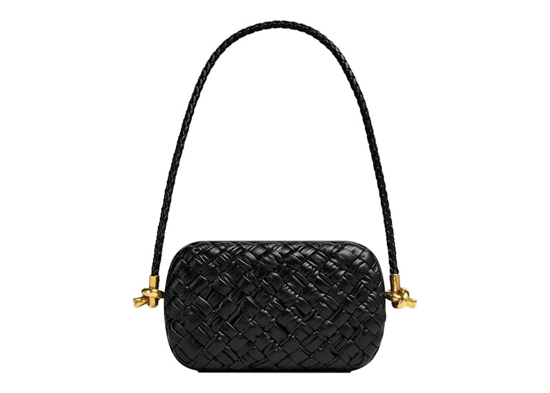 Bottega Veneta Knot Foulard Intrecciato Minaudiere On Strap Black