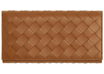 Bottega Veneta Large Flap Wallet Intreccio Wood
