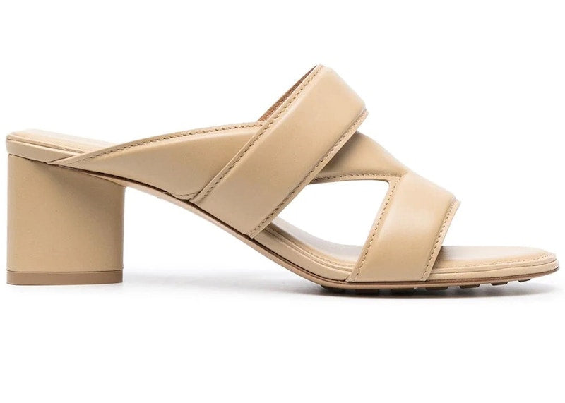 Bottega Veneta Leather Crossover Strap Sandal Beige (Women's)