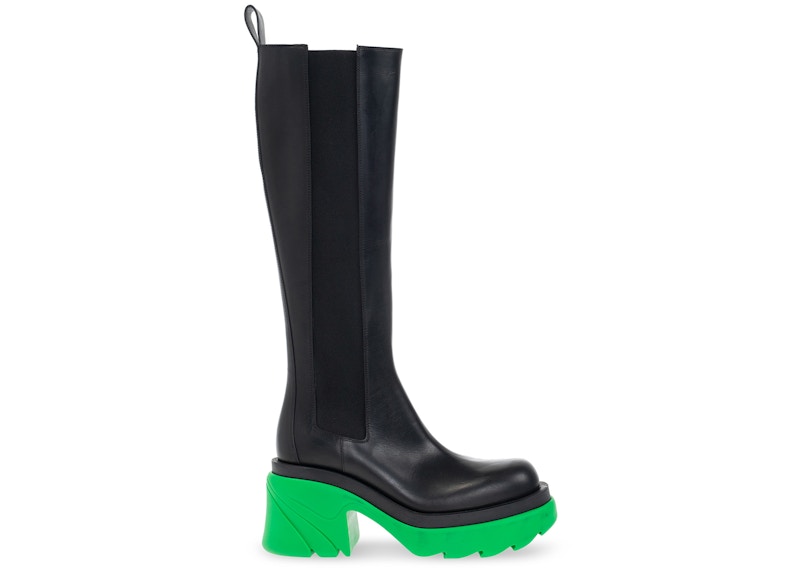 Bottega Veneta Leather Heel Boot Black Green (Women's)