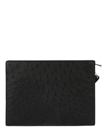 Bottega Veneta Leather Pouch Wristlet Black Silver