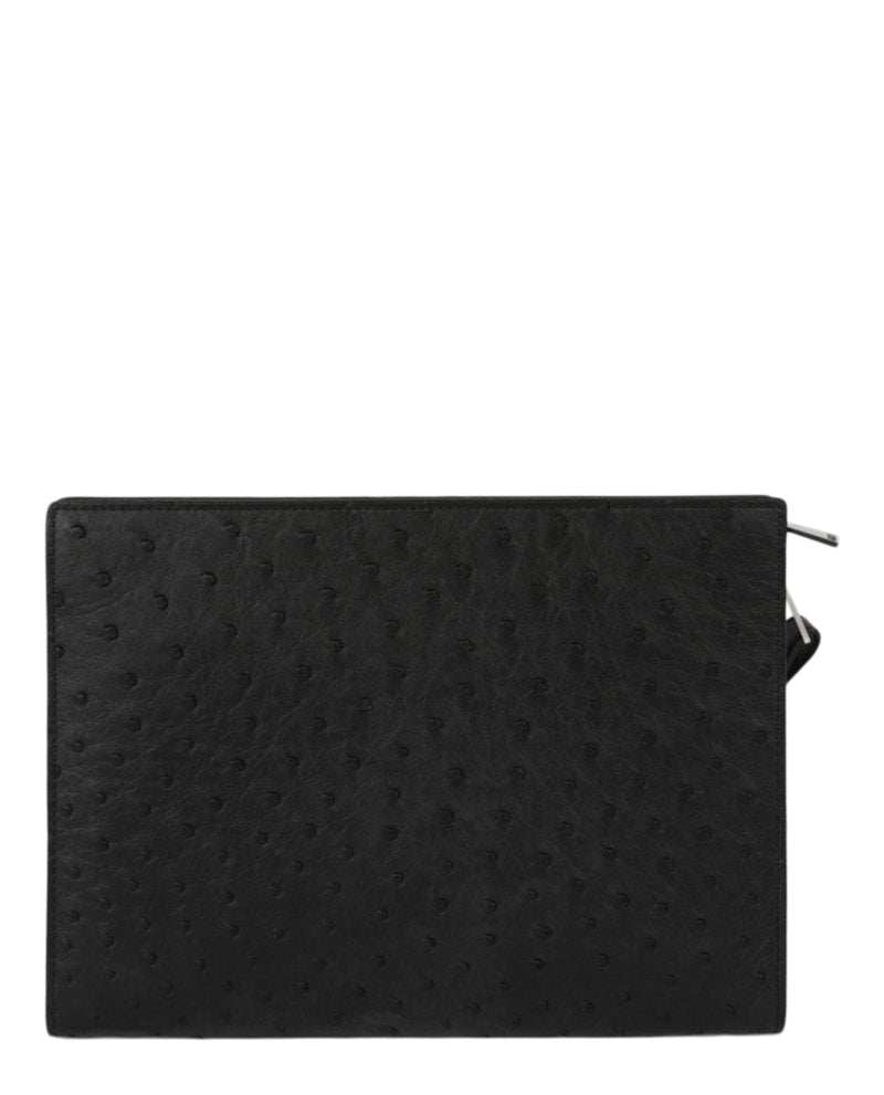 Bottega Veneta Leather Pouch Wristlet Black Silver