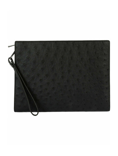 Bottega Veneta Leather Pouch Wristlet Black Silver