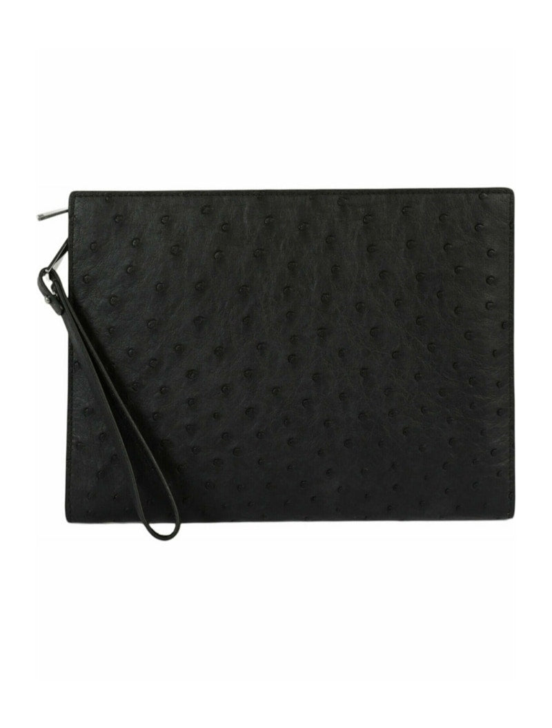 Bottega Veneta Leather Pouch Wristlet Black Silver