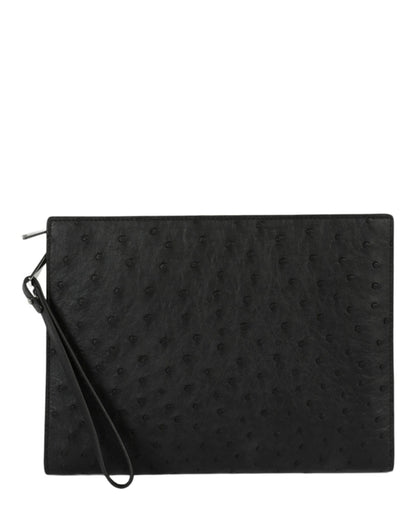 Bottega Veneta Leather Pouch Wristlet Black Silver