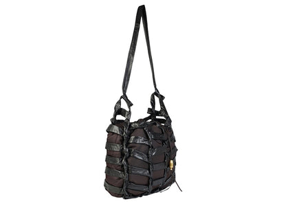 Bottega Veneta Leather Tape Shoulder Bag Black/Gold