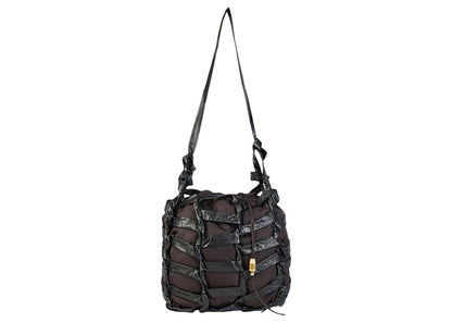 Bottega Veneta Leather Tape Shoulder Bag Black/Gold