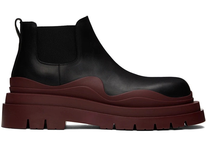 Bottega Veneta Leather Tire Chunky Sole Ankle Chelsea Boot Black Brown