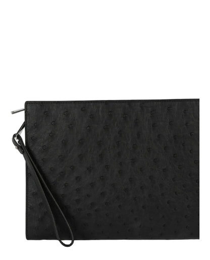 Bottega Veneta Leather Wristlet Pouch Black Silver