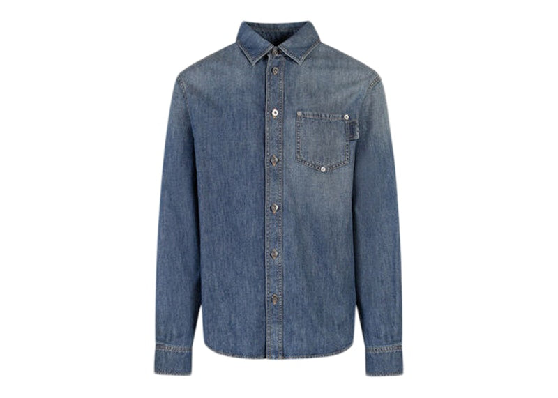 Bottega Veneta Light Washed Denim Relaxed Fit Shirt Mid Blue