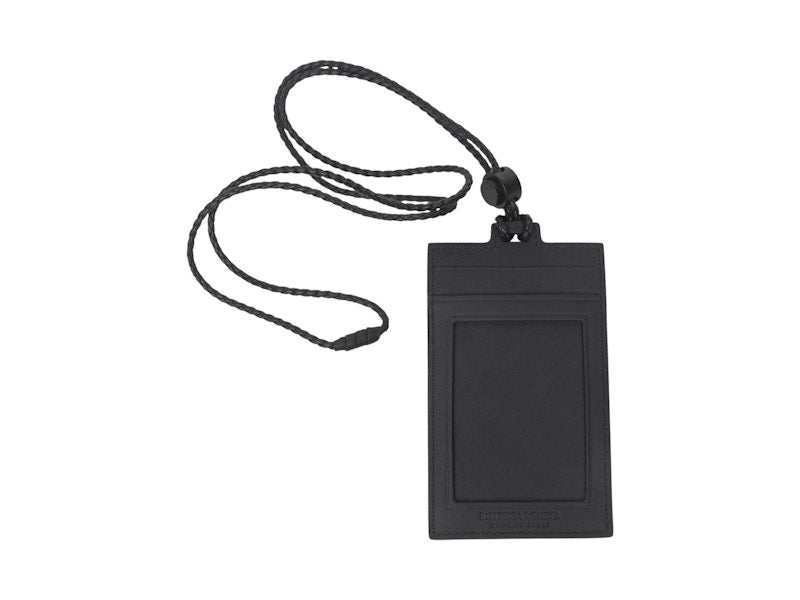 Bottega Veneta Luggage Tag Card Case Dark Black