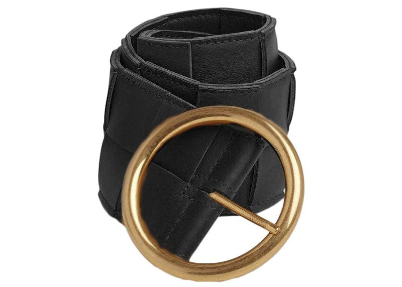 Bottega Veneta Maxi Intreccio Belt Black/Gold