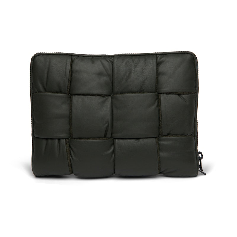 Bottega Veneta Men's Leather Padded Maxi Intrecciato Laptop Case Green