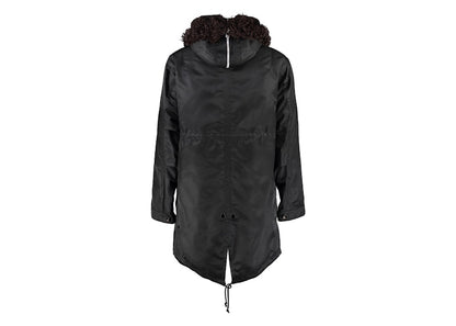 Bottega Veneta Nylon Parka with Removable Lamb Fur Inner Waistcoat Black