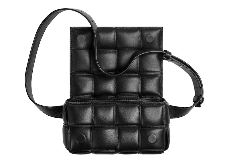 Bottega Veneta Padded Cassette Belt Bag Intreccio Black