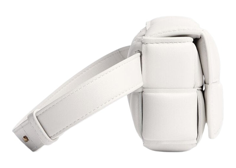Bottega Veneta Padded Cassette Belt Bag Intreccio White