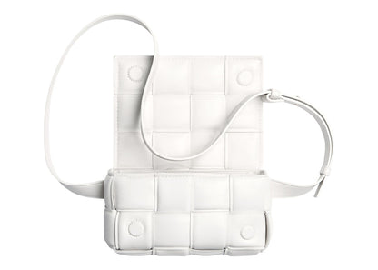 Bottega Veneta Padded Cassette Belt Bag Intreccio White