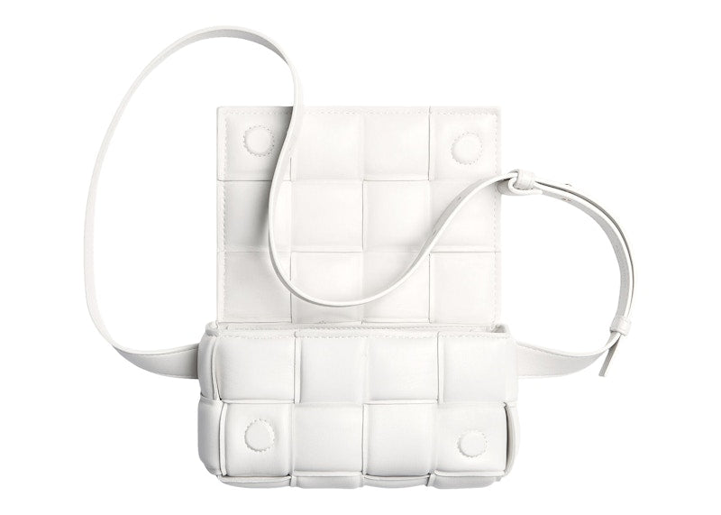 Bottega Veneta Padded Cassette Belt Bag Intreccio White