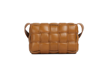Bottega Veneta Padded Cassette Small Intreccio Camel