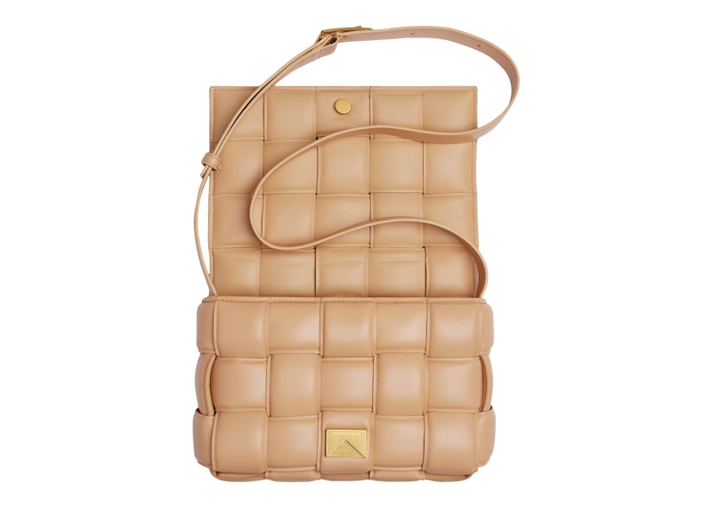 Bottega Veneta Padded Intreccio Cassette Crossbody Bag Almond