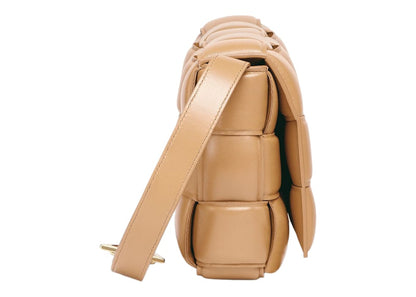 Bottega Veneta Padded Intreccio Cassette Crossbody Bag Almond