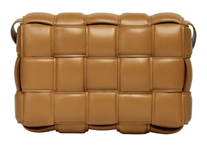 Bottega Veneta Padded Intreccio Cassette Crossbody Bag Caramel