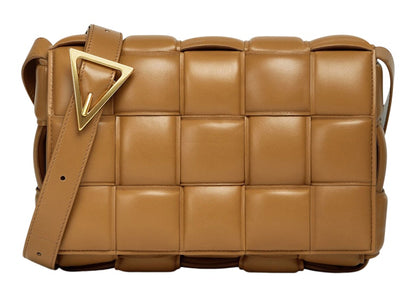 Bottega Veneta Padded Intreccio Cassette Crossbody Bag Caramel