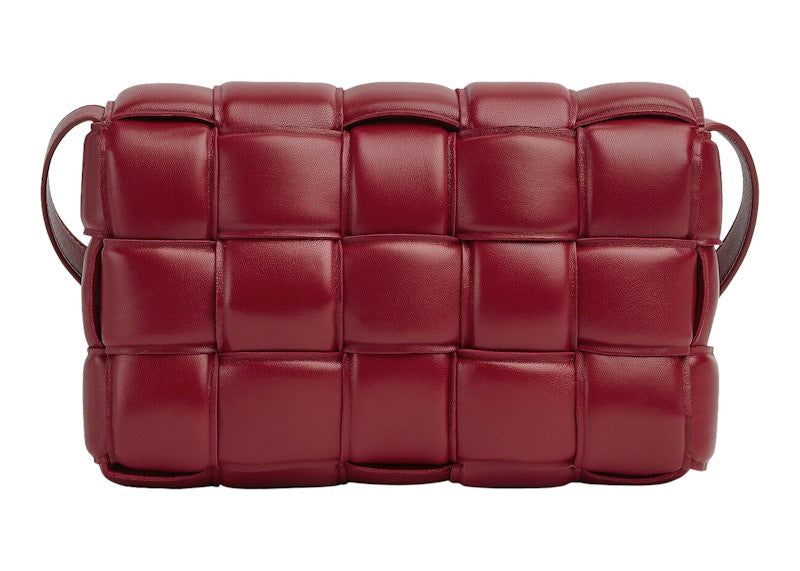 Bottega Veneta Padded Intreccio Cassette Crossbody Bag Dark Red