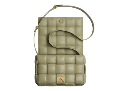 Bottega Veneta Padded Intreccio Cassette Crossbody Bag Travertine
