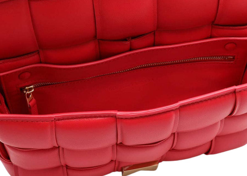 Bottega Veneta Padded Intreccio Cassette Crossbody Red